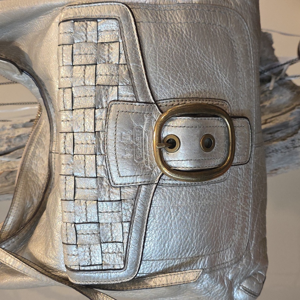 Coach Bleecker Pewter/Silver Metallic Featuring Tattersall Lining - Picture 2 of 14